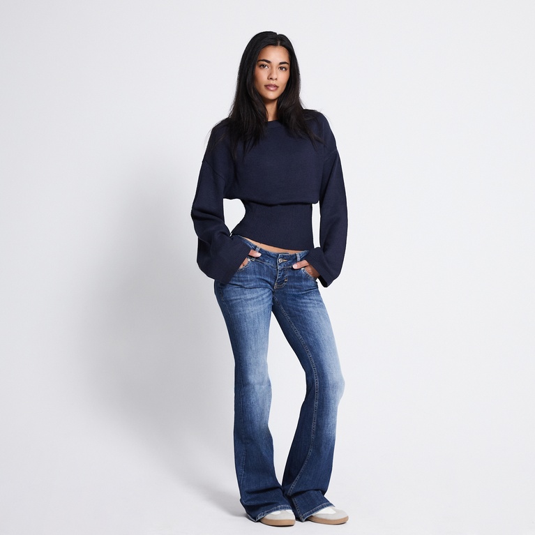 Waisted knit sweater "Khloe" Dark Blue